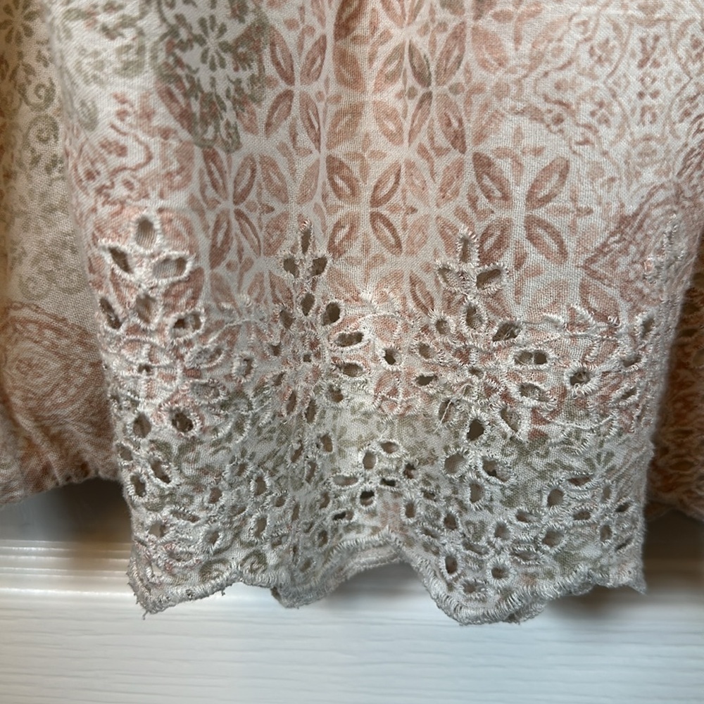 Style & Co Peasant Eyelet V-Neck Breezy Tunic Blouse Bohemian Large Euc #6523 View 5